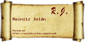 Reinitz Jolán névjegykártya
