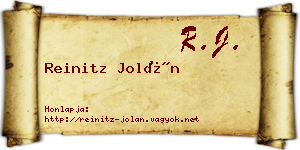 Reinitz Jolán névjegykártya